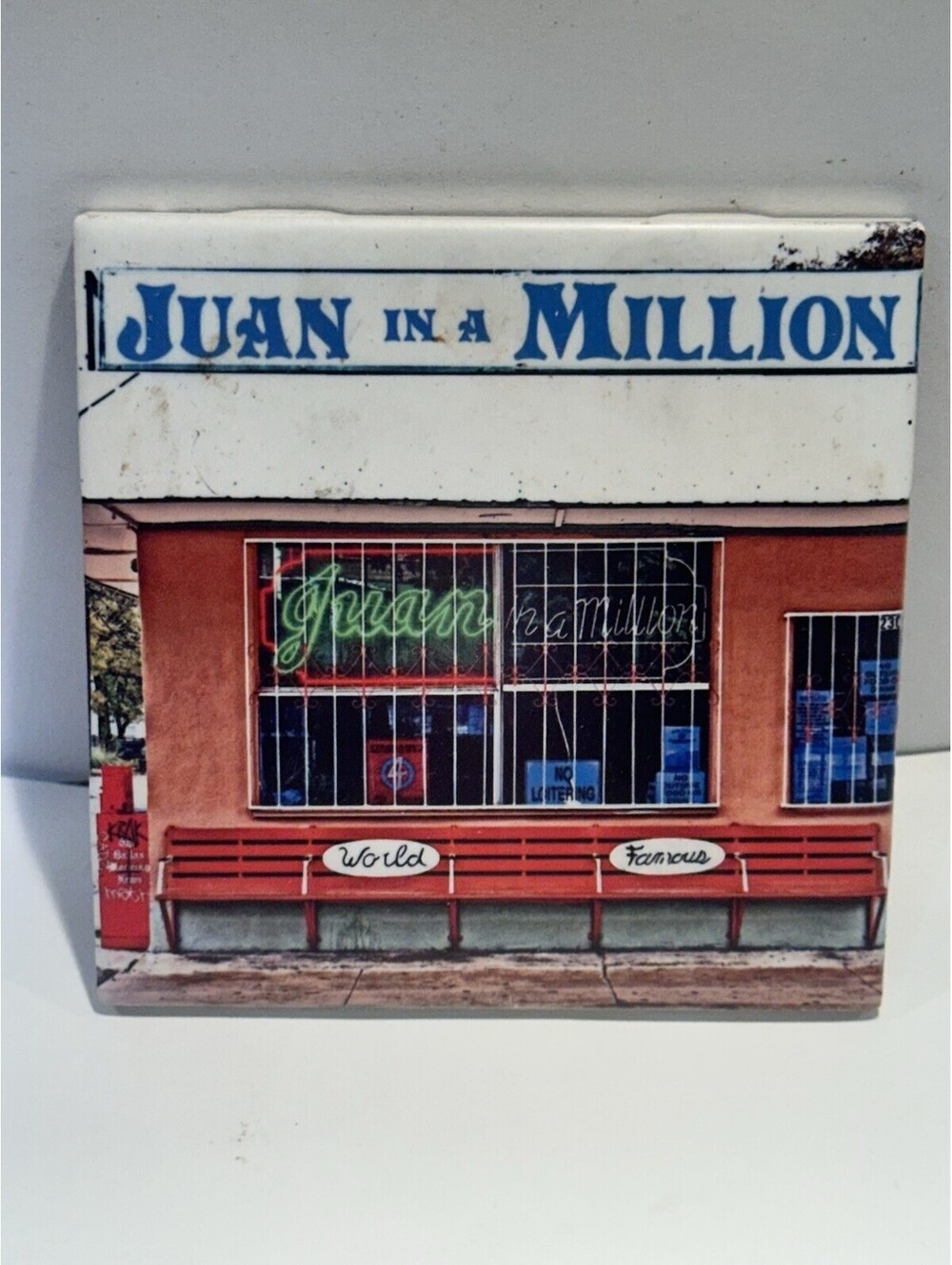 South Austin Gallery Juan in a Million Art Tile Coaster Cork Back Texas 4"